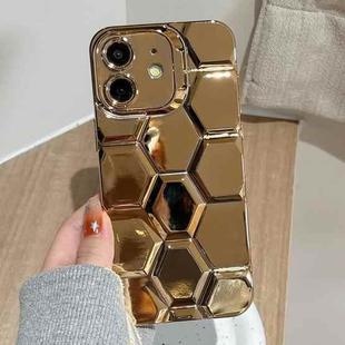 For iPhone 11 Electroplating Laser Engraving 3D Honeycomb TPU Phone Case(Gold)