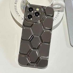 For iPhone 11 Pro Electroplating Laser Engraving 3D Honeycomb TPU Phone Case(Grey)