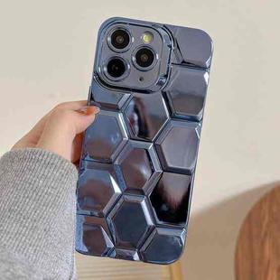 For iPhone 11 Pro Max Electroplating Laser Engraving 3D Honeycomb TPU Phone Case(Blue)