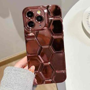 For iPhone 11 Pro Max Electroplating Laser Engraving 3D Honeycomb TPU Phone Case(Rose Gold)