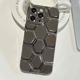 For iPhone 12 Pro Max Electroplating Laser Engraving 3D Honeycomb TPU Phone Case(Grey)