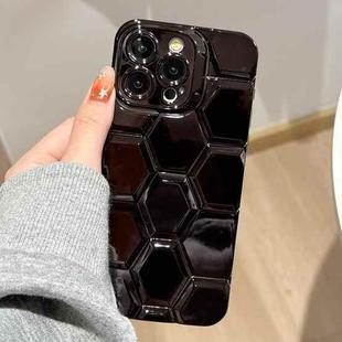 For iPhone 12 Pro Max Electroplating Laser Engraving 3D Honeycomb TPU Phone Case(Black)