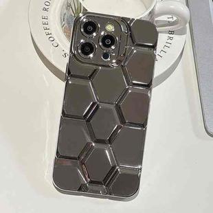 For iPhone 12 Pro Electroplating Laser Engraving 3D Honeycomb TPU Phone Case(Grey)