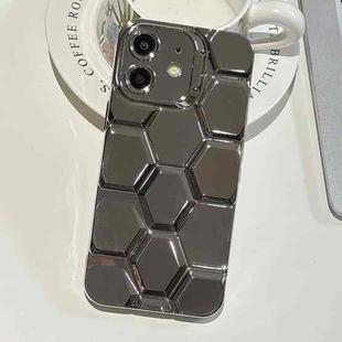 For iPhone 12 Electroplating Laser Engraving 3D Honeycomb TPU Phone Case(Grey)