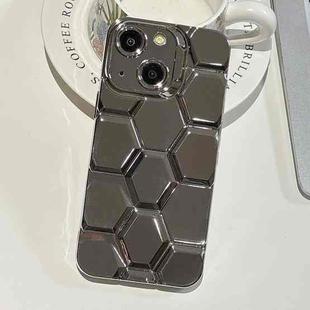 For iPhone 13 Electroplating Laser Engraving 3D Honeycomb TPU Phone Case(Grey)