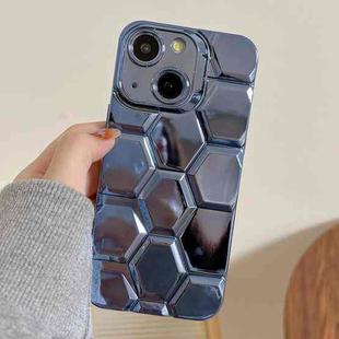 For iPhone 13 Electroplating Laser Engraving 3D Honeycomb TPU Phone Case(Blue)