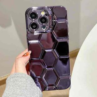 For iPhone 13 Pro Max Electroplating Laser Engraving 3D Honeycomb TPU Phone Case(Purple)