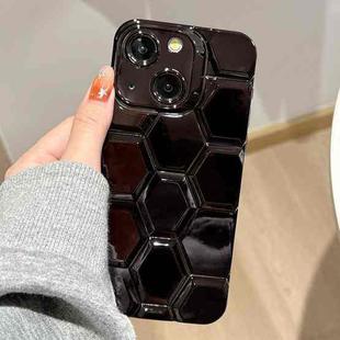 For iPhone 14 Electroplating Laser Engraving 3D Honeycomb TPU Phone Case(Black)