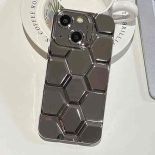 For iPhone 15 Electroplating Laser Engraving 3D Honeycomb TPU Phone Case(Grey)