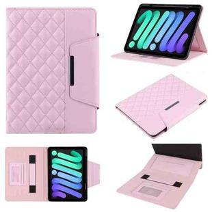 For iPad mini 6 / mini 2024 Diamond Pattern Hardware Buckle Smart Leather Tablet Case(Pink)