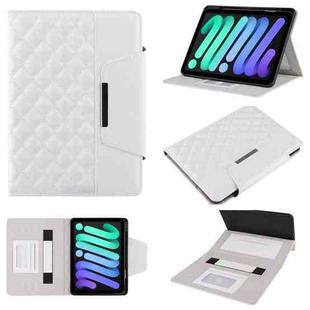 For iPad mini 6 / mini 2024 Diamond Pattern Hardware Buckle Smart Leather Tablet Case(Whtie)