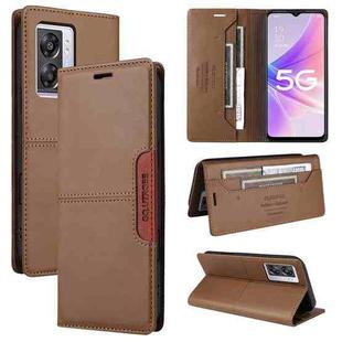 For OPPO A57 5G / A77 5G GQUTROBE G01 RFID Anti-theft Leather Phone Case(Brown)