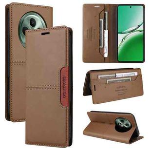 For OPPO Reno12 F 5G GQUTROBE G01 RFID Anti-theft Leather Phone Case(Brown)