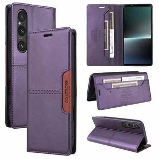 For Sony Xperia 1 V GQUTROBE G01 RFID Anti-theft Leather Phone Case(Purple)