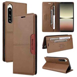 For Sony Xperia 5 IV GQUTROBE G01 RFID Anti-theft Leather Phone Case(Brown)