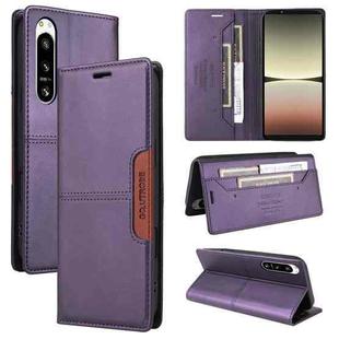 For Sony Xperia 5 IV GQUTROBE G01 RFID Anti-theft Leather Phone Case(Purple)