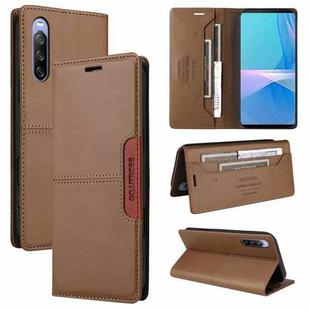 For Sony Xperia 10 III GQUTROBE G01 RFID Anti-theft Leather Phone Case(Brown)