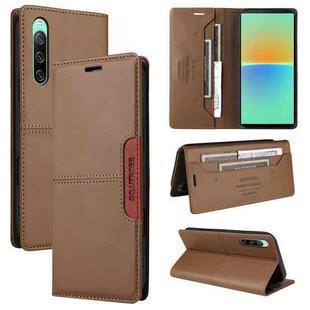 For Sony Xperia 10 IV GQUTROBE G01 RFID Anti-theft Leather Phone Case(Brown)