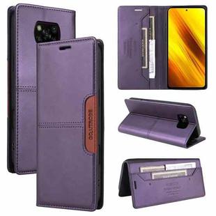 For Xiaomi Poco X3 NFC GQUTROBE G01 RFID Anti-theft Leather Phone Case(Purple)