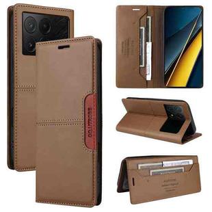 For Xiaomi Poco X6 Pro GQUTROBE G01 RFID Anti-theft Leather Phone Case(Brown)