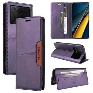 For Xiaomi Poco X6 Pro GQUTROBE G01 RFID Anti-theft Leather Phone Case(Purple)