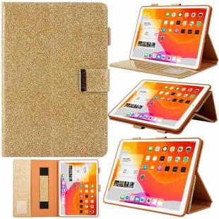For iPad mini 6 / mini 2024 Hardware Buckle Deformation Holder Smart Leather Tablet Case(Glitter Gold)