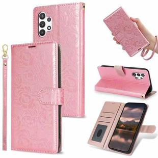 For Samsung Galaxy A32 5G Peony Flowers Imprint Leather Phone Case(Pink)