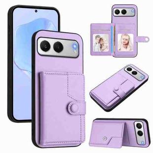 For OnePlus Nord 4 Button Card Bag RFID Anti-theft Phone Case(Purple)