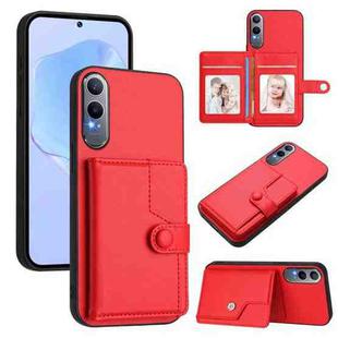 For OnePlus Nord CE4 Lite 5G Button Card Bag RFID Anti-theft Phone Case(Red)