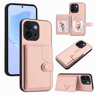 For OnePlus 13T Button Card Bag RFID Anti-theft Phone Case(Pink)