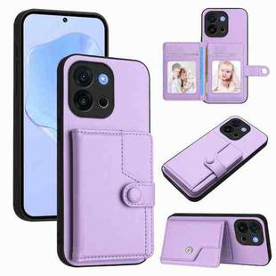 For OnePlus 13T Button Card Bag RFID Anti-theft Phone Case(Purple)