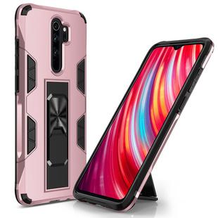For Xiaomi Redmi Note 8 Pro Soldier Armor Shockproof TPU + PC Magnetic Protective Case with Holder(Rose Gold)