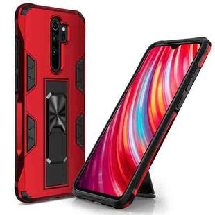 For Xiaomi Redmi Note 8 Pro Soldier Armor Shockproof TPU + PC Magnetic Protective Case with Holder(Red)