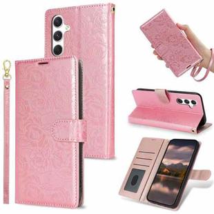 For Samsung Galaxy S24 FE 5G Peony Flowers Imprint Leather Phone Case(Pink)