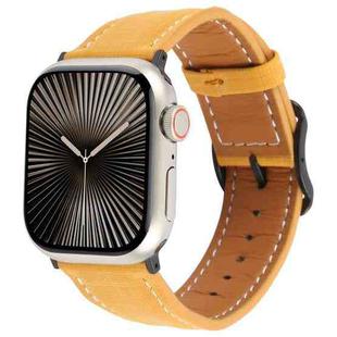 For Apple Watch 46mm / 49mm / 45mm / 44mm Plaid Buckle Microfiber Leather Watch Band(Yellow)