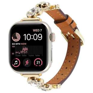 For Apple Watch 46mm / 49mm / 45mm / 44mm Microfiber Leather Diamond Slim Watch Band(Brown)