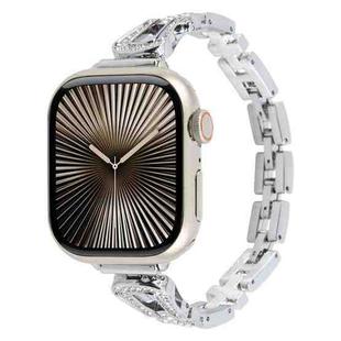 For Apple Watch 46mm / 49mm / 45mm / 44mm Quick Release U-Shaped Diamond Alloy Slim Watch Band(Silver)