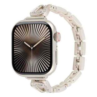 For Apple Watch 42mm / 41mm / 40mm / 38mm Quick Release U-Shaped Diamond Alloy Slim Watch Band(Starlight)