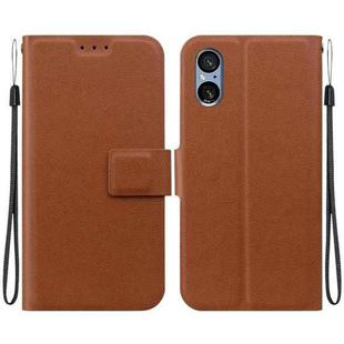 For Sony Xperia 5 V Ultra-thin Voltage Magnetic Buckle Leather Phone Case(Brown)