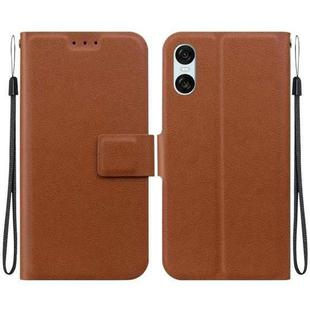 For Sony Xperia 10 VI Ultra-thin Voltage Magnetic Buckle Leather Phone Case(Brown)