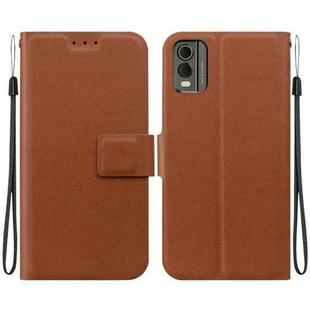 For Nokia C32 Ultra-thin Voltage Magnetic Buckle Leather Phone Case(Brown)