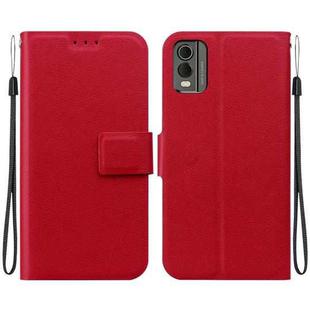 For Nokia C32 Ultra-thin Voltage Magnetic Buckle Leather Phone Case(Red)