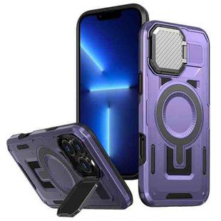 For iPhone 13 Pro Max Shield Frame Holder MagSafe Phone Case(Purple)