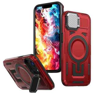For iPhone 16e Shield Frame Holder MagSafe Phone Case(Red)