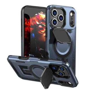 For iPhone 17 Pro Max Shield Frame Holder MagSafe Phone Case(Blue)