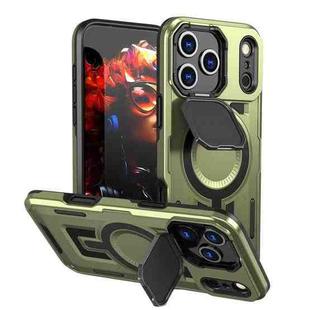For iPhone 17 Pro Max Shield Frame Holder MagSafe Phone Case(Olive Green)