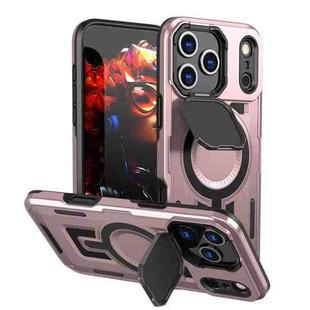 For iPhone 17 Pro Max Shield Frame Holder MagSafe Phone Case(Rose Gold)