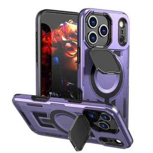 For iPhone 17 Pro Max Shield Frame Holder MagSafe Phone Case(Purple)
