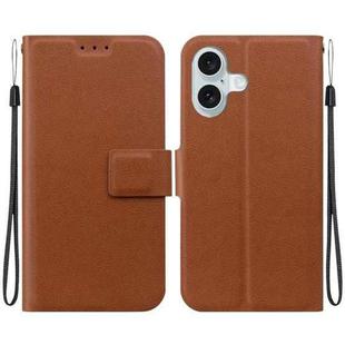 For iPhone 16 Plus Ultra-thin Voltage Magnetic Buckle Leather Phone Case(Brown)