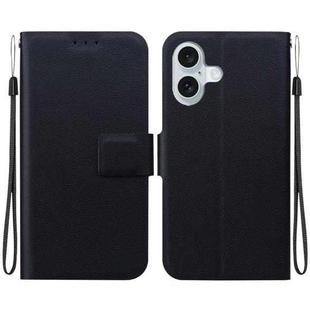 For iPhone 16 Plus Ultra-thin Voltage Magnetic Buckle Leather Phone Case(Black)